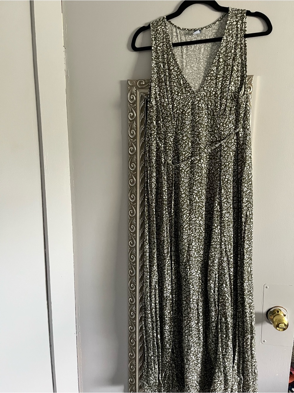Old Navy Olive Green and White Floral Maxi Dress